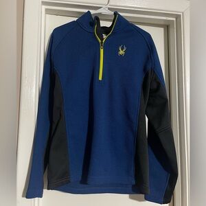 Spyder Outbound Sweatshirt Mens Medium Blue 1/2 Zip Mock Neck Embroidered Logo